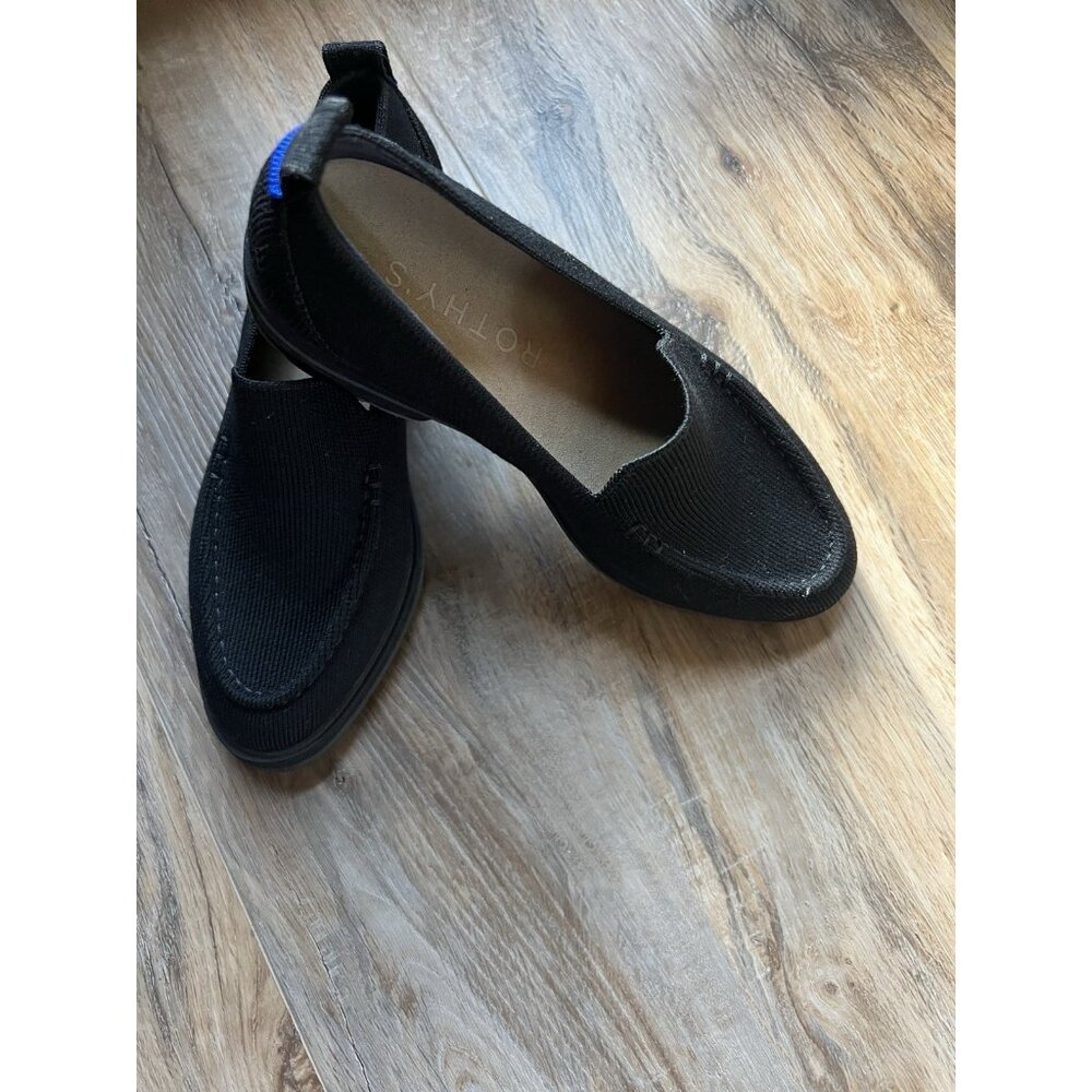 Rothy’s Lug Loafer Onyx Black Merino Wool Slip-ons Sz 6.5 - Picture 3 of 11